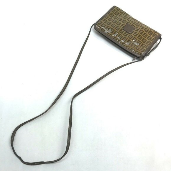 Authentic FENDI FF Zucca pattern Pochette Cross body Shoulder Bag Vinyl x Leathe - Picture 3 of 11